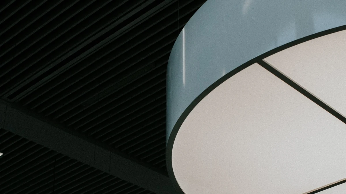 Ceiling light fixtures in a commercial interior
