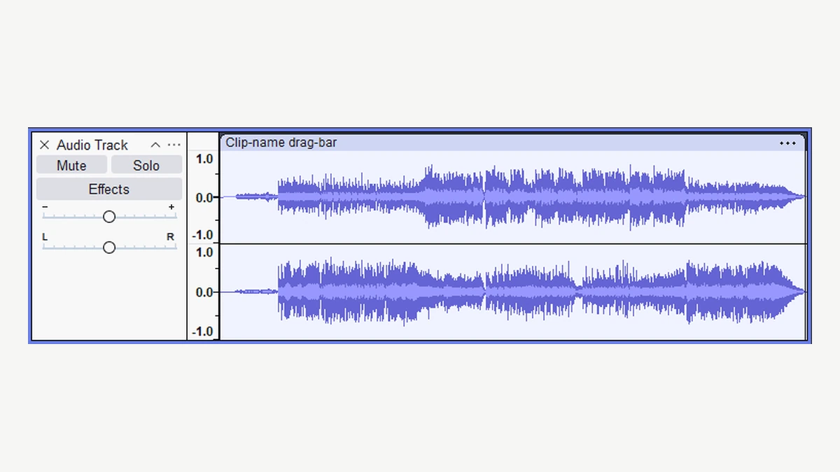 Audacity manual example of one stereo track with separate upper and lower channel waveforms
