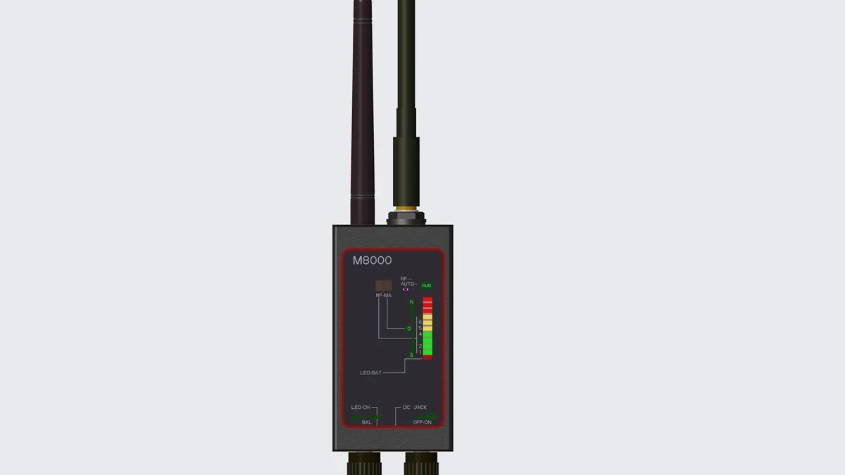 QZT M8000 RF detector controls and signal indicator