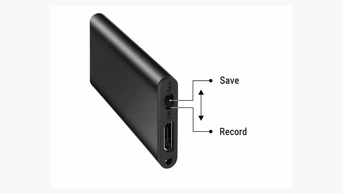 QZT Q1 product illustration showing its recording switch